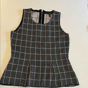 White House Black Market Black and White Grid Blouse